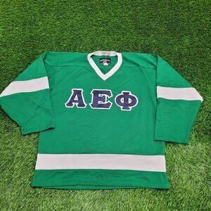 Vintage 90s Alpha Epsilon Phi Sorority Hockey Jersey Mens M/L Boxy Made In USA
